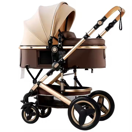 Luxury 2-in-1 Belecoo Baby Stroller - Convertible, Foldable & Reversible Pram with Shock Absorption
